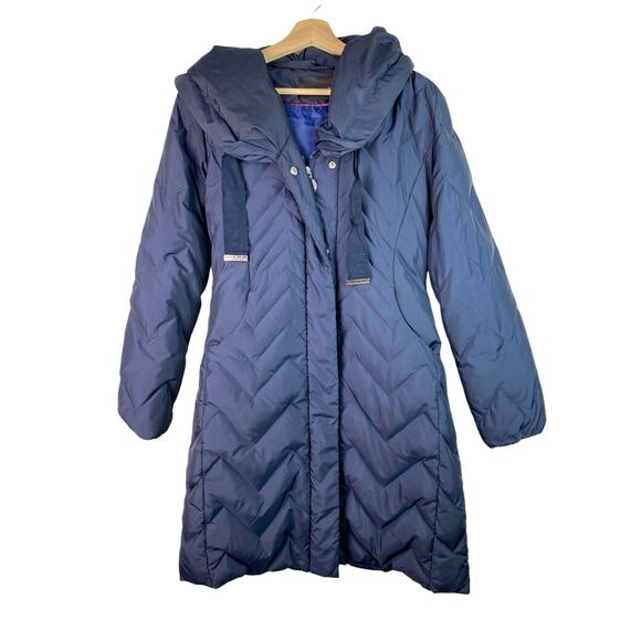 Tahari Women's Size XS Navy Blue Full Zip Hooded Down Puffer Parka Jacket - Picture 1 of 7